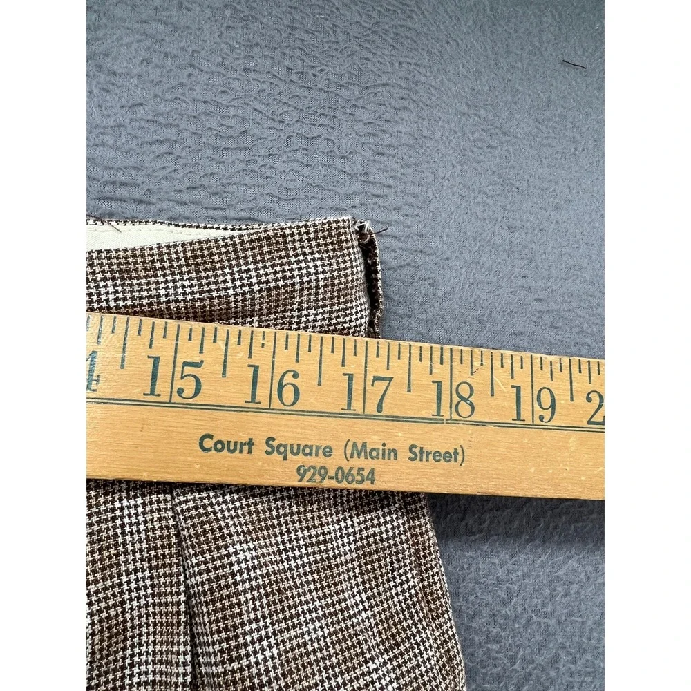 VTG Smokey Joes Pants Mens 34x28 Brown Houndstooth Pleated Cuffed Wide Leg